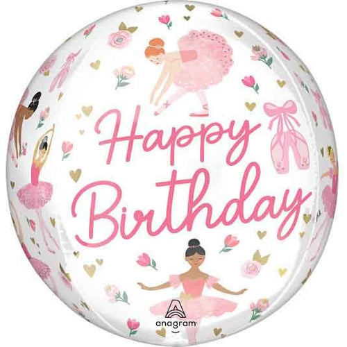 16"/ 40cm  BALLERINA GIRL BIRTHDAY ORBZ FOIL BALLOON