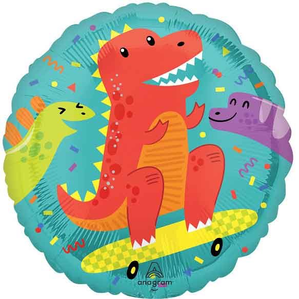 18"/ 46cm COOL DINOS ROUND FOIL BALLOON