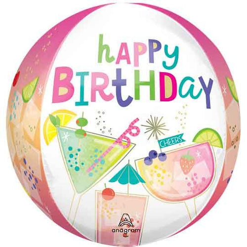 16"/ 40cm COCKTAIL SURPRISE BIRTHDAY ORBZ FOIL BALLOON