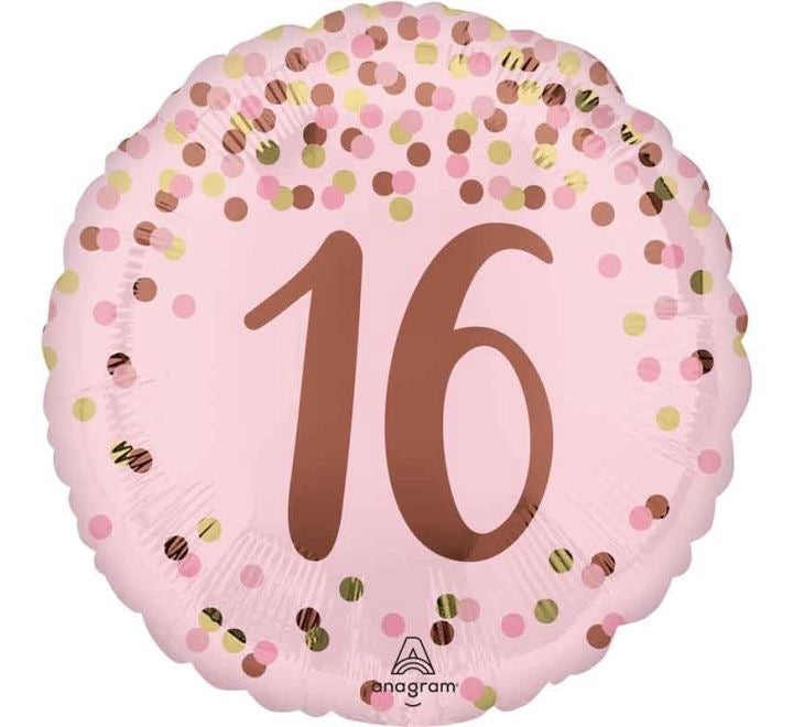 18"/ 46cm PRETTY PINK "16" ROUND FOIL BALLOON