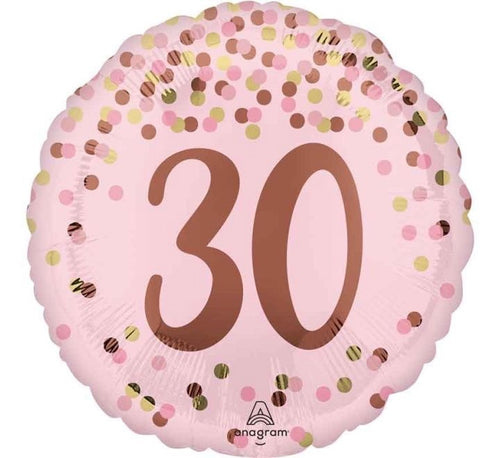 18"/ 46cm PRETTY PINK "30" ROUND FOIL BALLOON