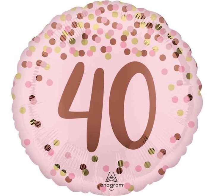 18"/ 46cm PRETTY PINK "40" ROUND FOIL BALLOON