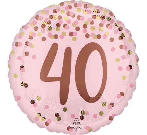 18"/ 46cm PRETTY PINK "40" ROUND FOIL BALLOON