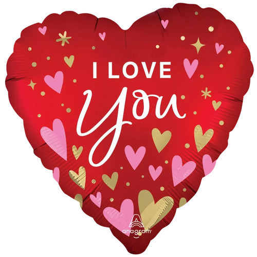18"/ 46cm I LOVE YOU HEARTFELT ELEGANCE HEART FOIL BALLOON
