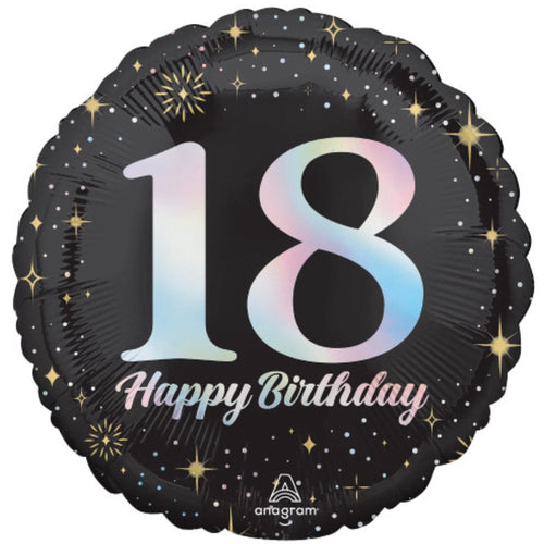 18"/ 46cm SPARKLING 18TH BIRTHDAY ROUND FOIL BALLOON