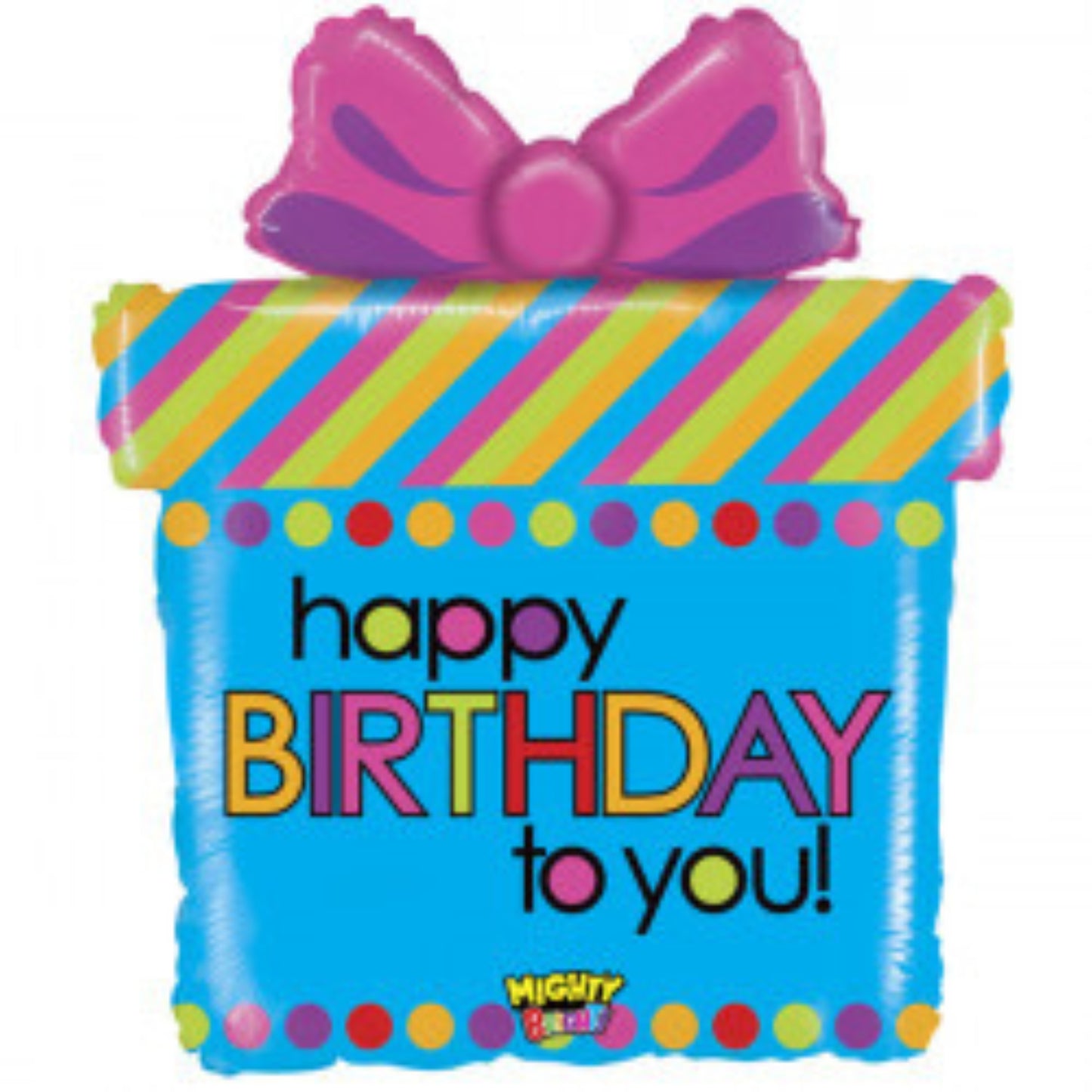 27"/ 69cm HAPPY BIRTHDAY MIGHTY PRESENT SUPERSHAPE FOIL BALLOON