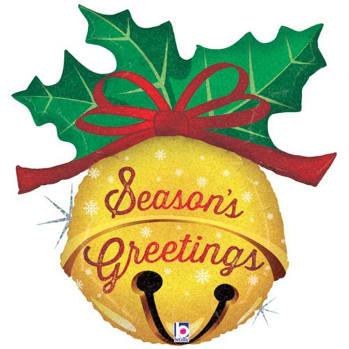 36"/ 91cm JINGLE BELL CHRISTMAS SUPERSHAPE FOIL BALLOON