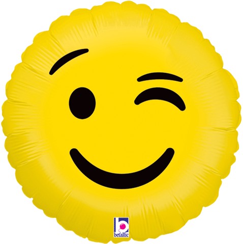 18"/ 46cm WINK EMOJI ROUND FOIL BALLOON