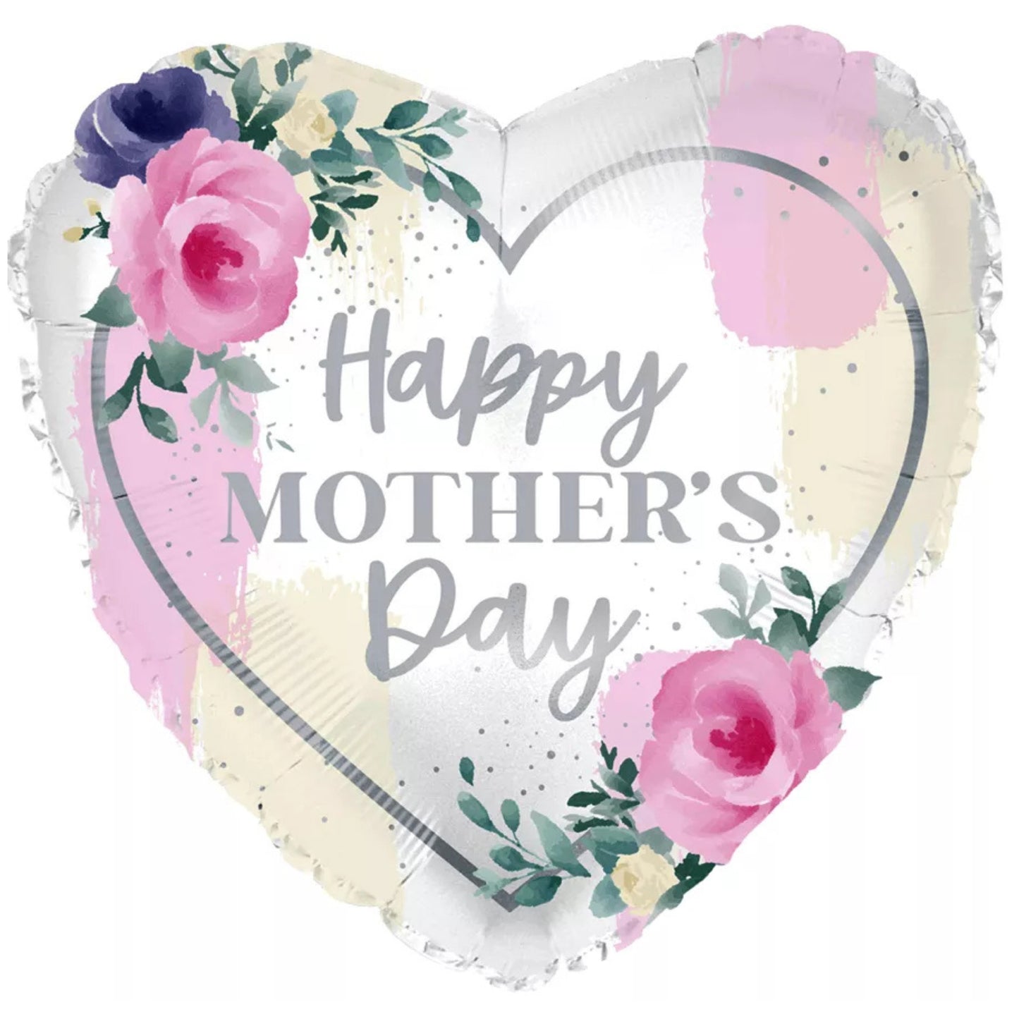 18"/ 46cm MOTHER'S DAY SILVER HEART SHAPE FOIL BALLOON