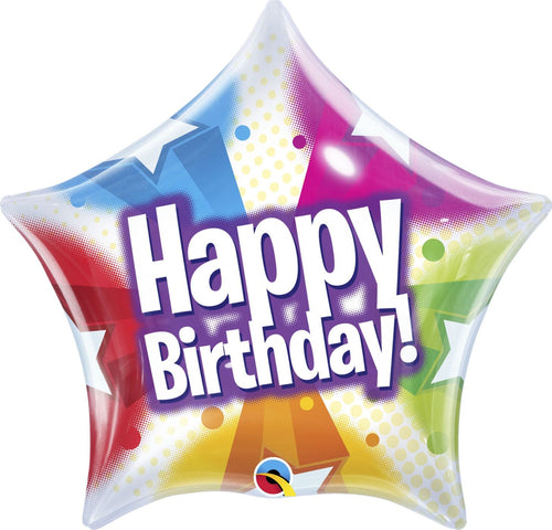 22"/ 56cm STAR BUBBLE BIRTHDAY STARS & DOTS STAR SHAPE BUBBLE BALLOON