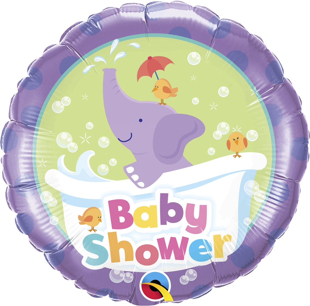 18"/ 46cm BABY SHOWER ELEPHANT ROUND FOIL BALLOON