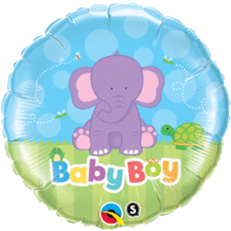 18"/ 46cm BABY BOY ELEPHANT ROUND FOIL BALLOON