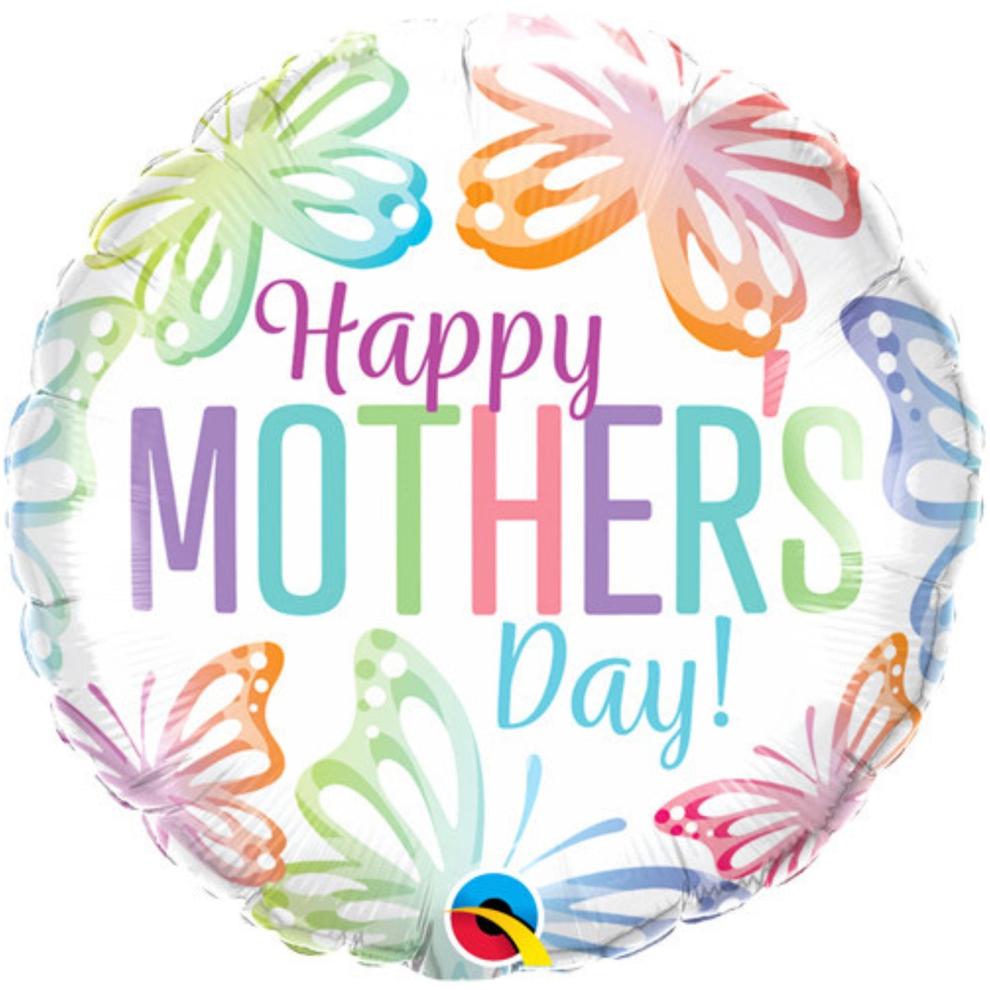 18"/ 46cm MOTHER'S DAY PASTEL BUTTERFLIES ROUND FOIL BALLOON
