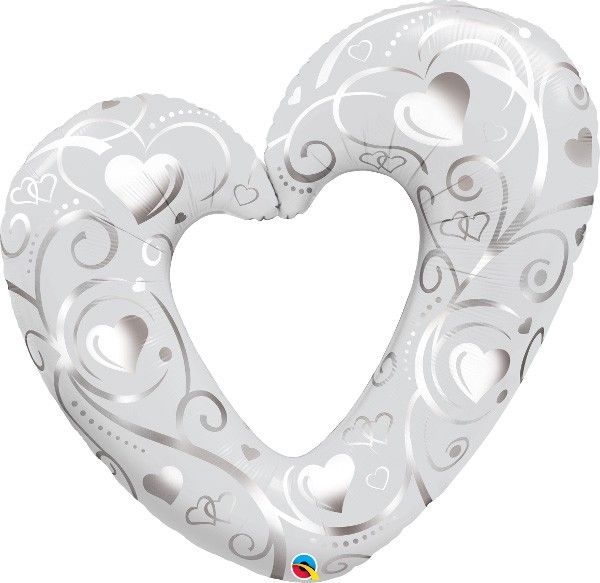 42"/ 107cm HEARTS & FILIGREE OPEN HEART SHAPE FOIL BALLOON