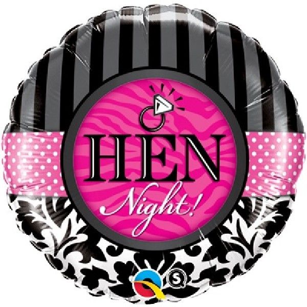 18"/ 46cm HEN NIGHT DAMASK & STRIPES ROUND FOIL BALLOON