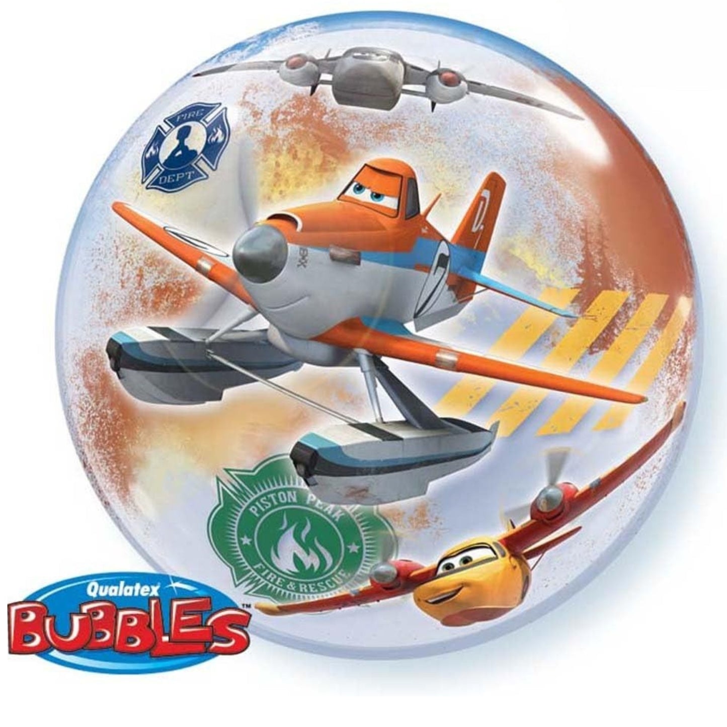 24"/ 61cm BURTON & BURTON PLANES FIRE BUBBLE FOIL BALLOON