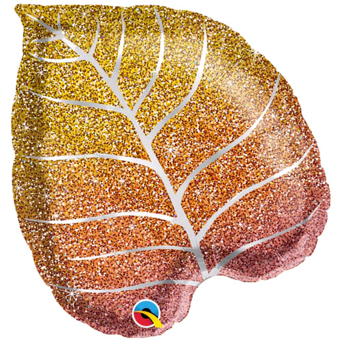 21"/ 53cm AUTUMN GLITTERGRAPHIC OMBRE LEAF SUPERSHAPE FOIL BALLOON
