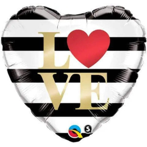 18"/ 46cm LOVE HORIZONTAL STRIPES HEART FOIL BALLOON
