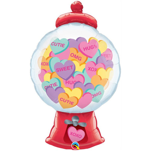 43"/ 109cm CANDY HEARTS GUMBALL MACHINE SUPERSHAPE FOIL BALLOON