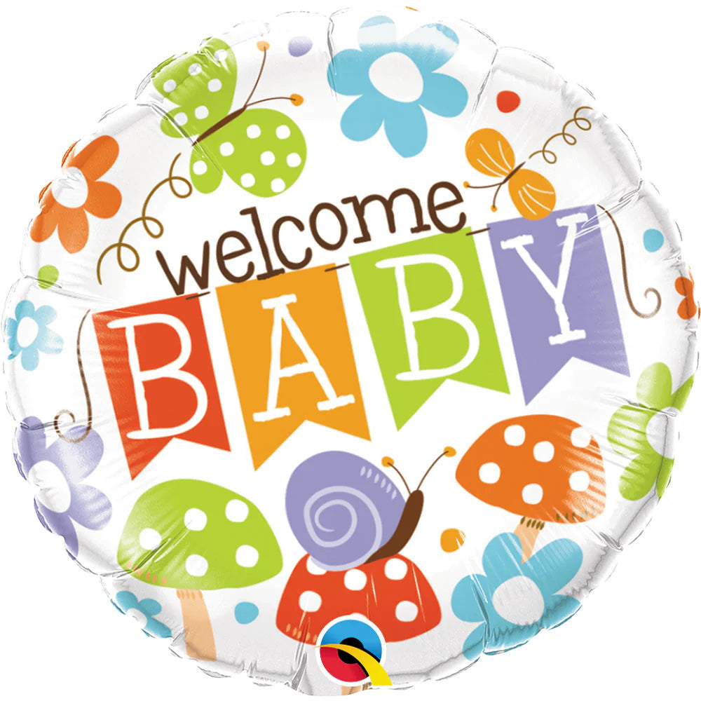 18"/ 46cm WELCOME BABY BANNER ROUND FOIL BALLOON