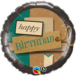 18"/ 46cm GREEN BLACK GOLD BIRTHDAY ROUND FOIL BALLOON