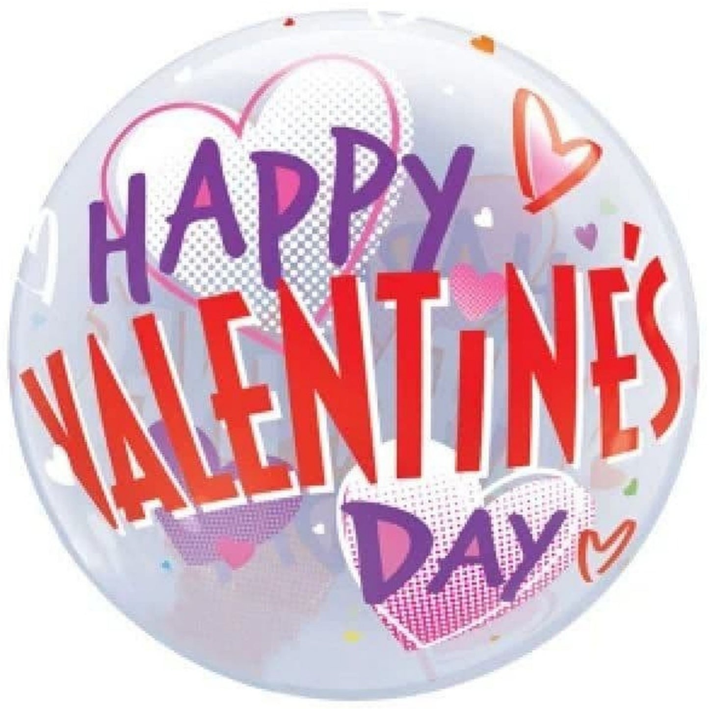 22"/ 56cm VALENTINE’S BOLD HEARTS BUBBLE BALLOON