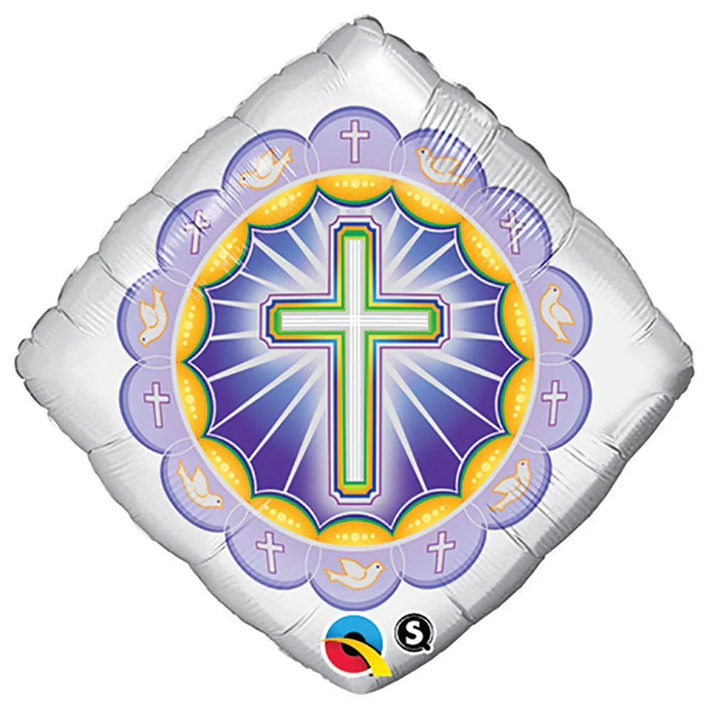 18"/ 46cm ILLUMINATED CROSS DIAMOND FOIL BALLOON