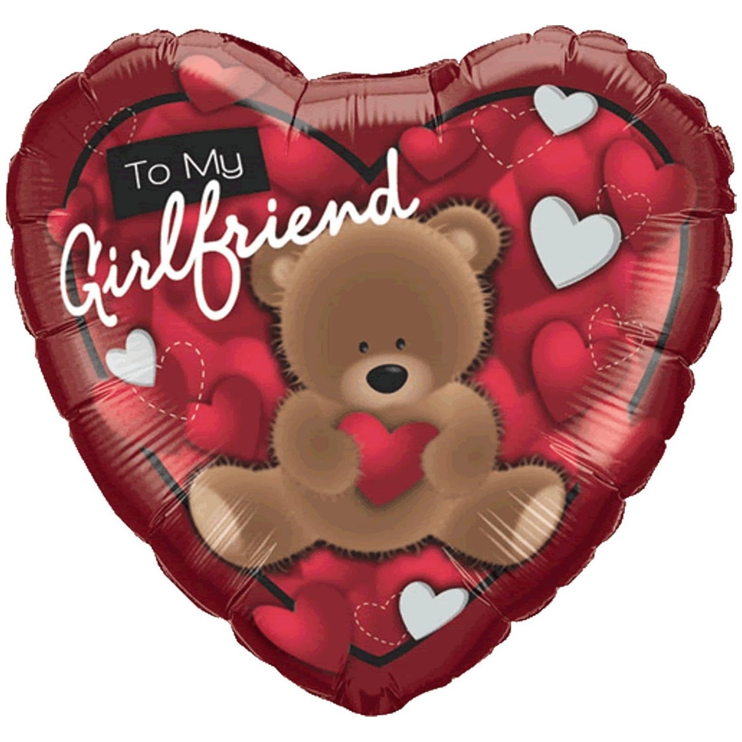 18"/ 46cm TO MY GIRLFRIEND BEAR HEART FOIL BALLOON