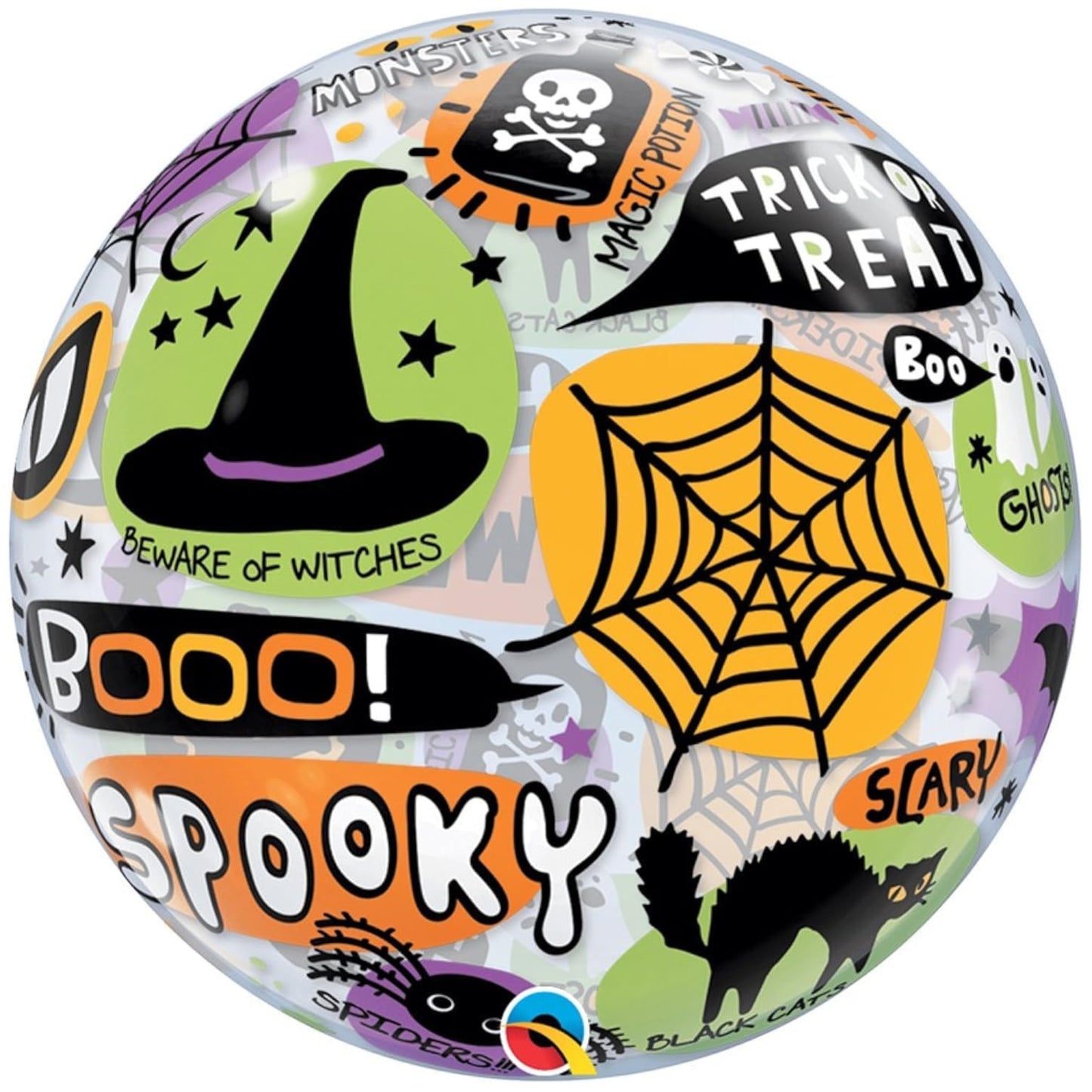 22"/ 56cm HAPPY HALLOWEEN MESSAGES BUBBLE BALLOON