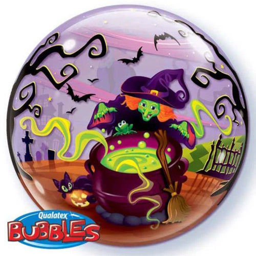 22"/ 56cm FLYING WITCH'S SPOOKY BREW BUBBLE BALLOON