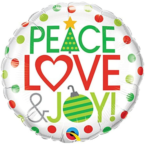 18"/ 46cm PEACE LOVE & JOY ROUND FOIL BALLOON