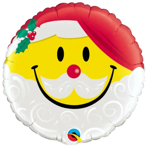 18"/ 46cm SMILE FACE SANTA ROUND FOIL BALLOON