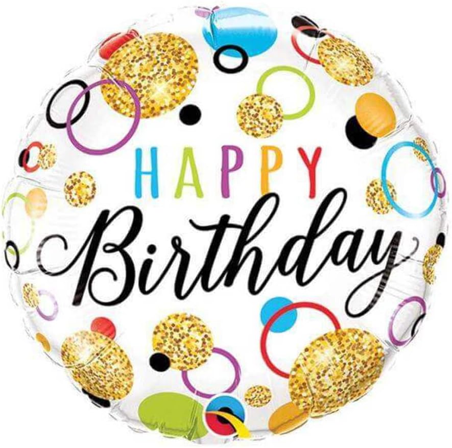 18"/ 46cm BIRTHDAY GLITTER DOTS ROUND FOIL BALLOON