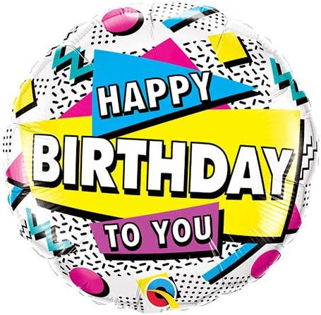 18"/ 46cm HAPPY BIRTHDAY TO YOU 90'S RETRO ROUND FOIL BALLOON
