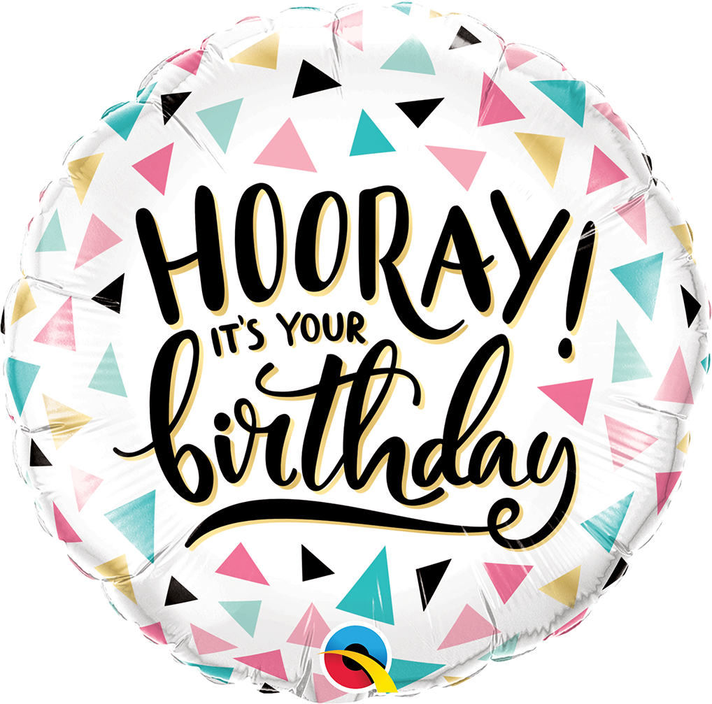 18"/ 46cm HOORAY IT'S YOUR BIRTHDAY ROUND FOIL BALLOON