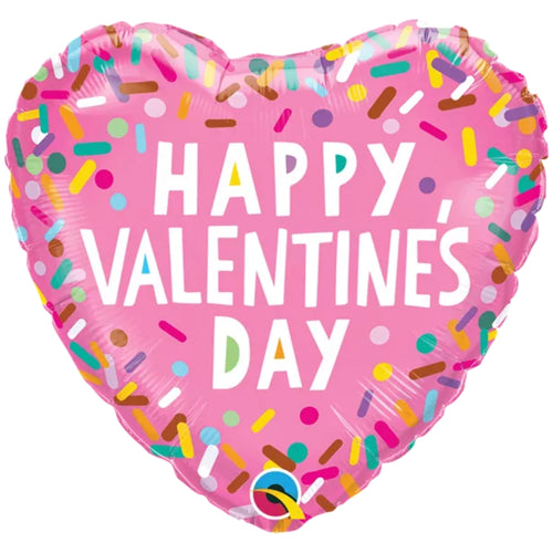 18"/ 46cm VALENTINE'S DAY PINK SPRINKLES HEART FOIL BALLOON