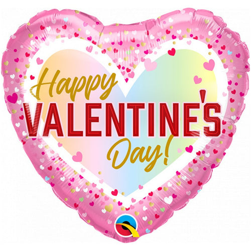 18"/ 46cm VALENTINE'S DAY CONFETTI OMBRE HEART FOIL BALLOON