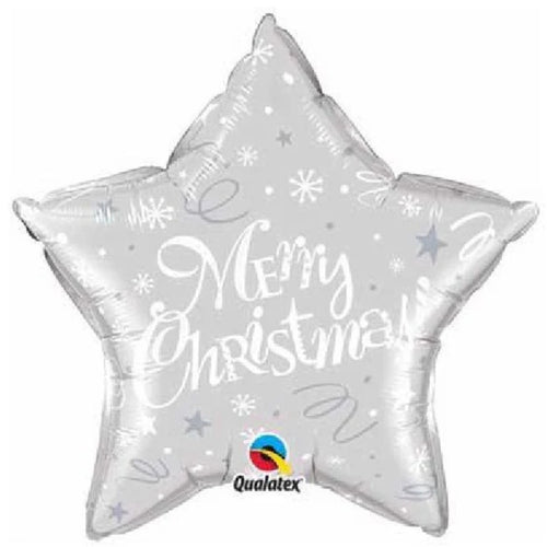 20"/ 51cm MERRY CHRISTMAS SILVER STAR FOIL BALLOON