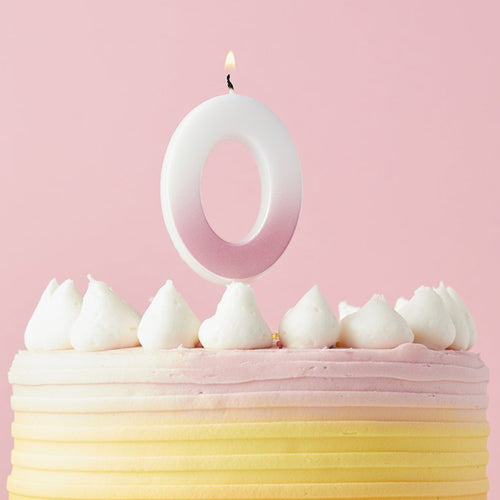 2.4"/ 6.2cm PINK OMBRE NUMBER '0' CANDLE