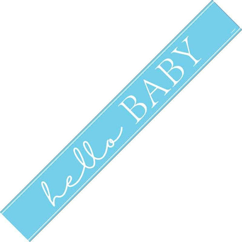 9ft / 2.7m BLUE HELLO BABY FOIL BANNER