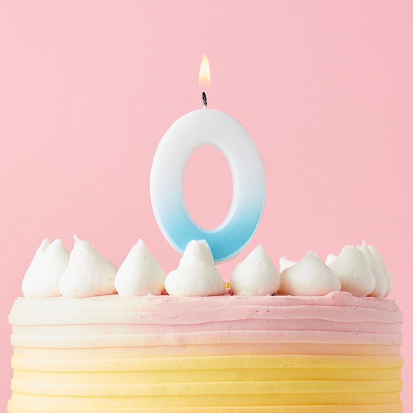 2.4"/ 6.2cm BLUE OMBRE NUMBER '0' CANDLE