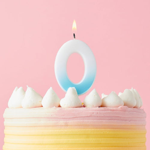 2.4"/ 6.2cm BLUE OMBRE NUMBER '0' CANDLE