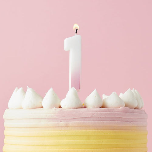 2.4"/ 6.2cm PINK OMBRE NUMBER '1' CANDLE