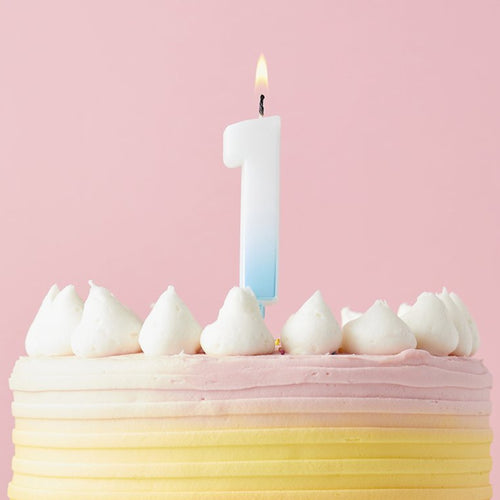 2.4"/ 6.2cm BLUE OMBRE NUMBER '1' CANDLE
