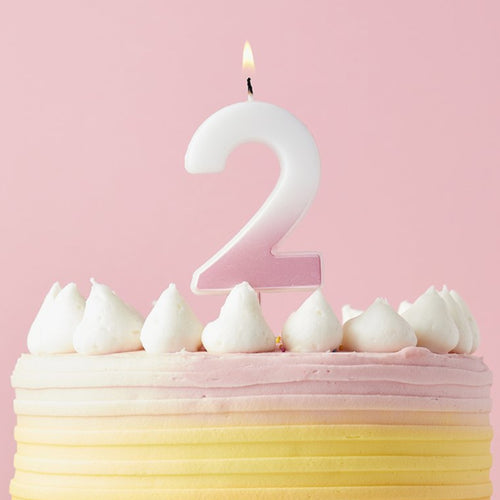 2.4"/ 6.2cm PINK OMBRE NUMBER '2' CANDLE