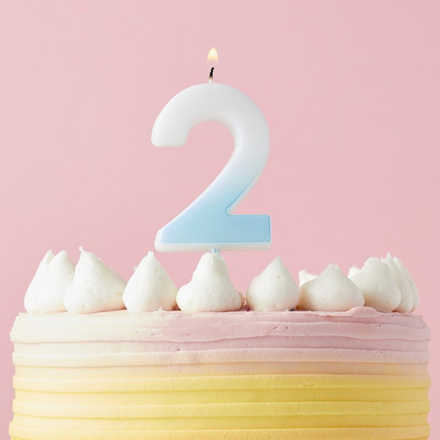 2.4"/ 6.2cm BLUE OMBRE NUMBER '2' CANDLE