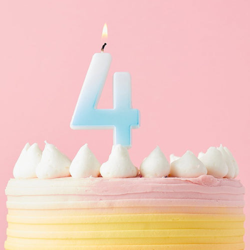 2.4"/ 6.2cm BLUE OMBRE NUMBER '4' CANDLE