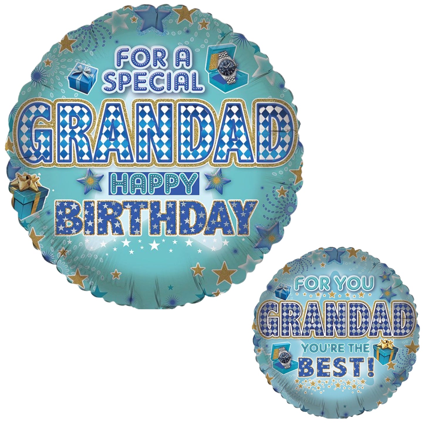 18"/ 46cm HAPPY BIRTHDAY GRANDAD DOUBLE-SIDED ROUND FOIL BALLOON