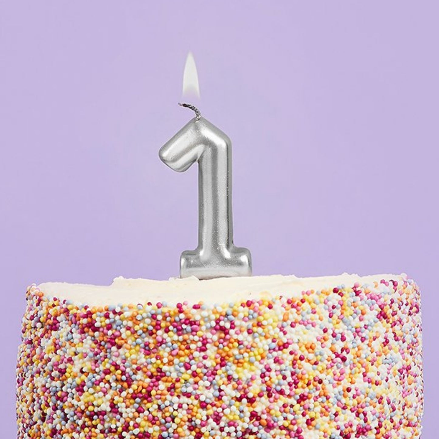 3"/ 8cm SILVER NUMBER '1' CANDLE