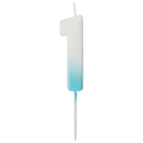 2.4"/ 6.2cm BLUE OMBRE NUMBER '1' CANDLE
